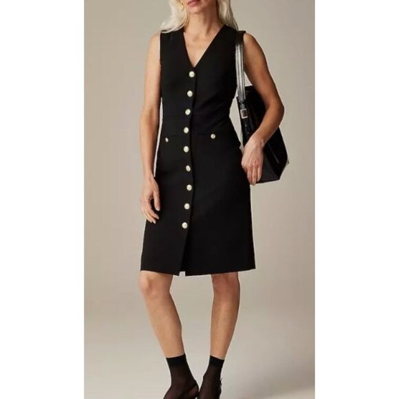 J.Crew buttoned Sheath dress Italian Stretch wool blend preppy luxury sz 6
